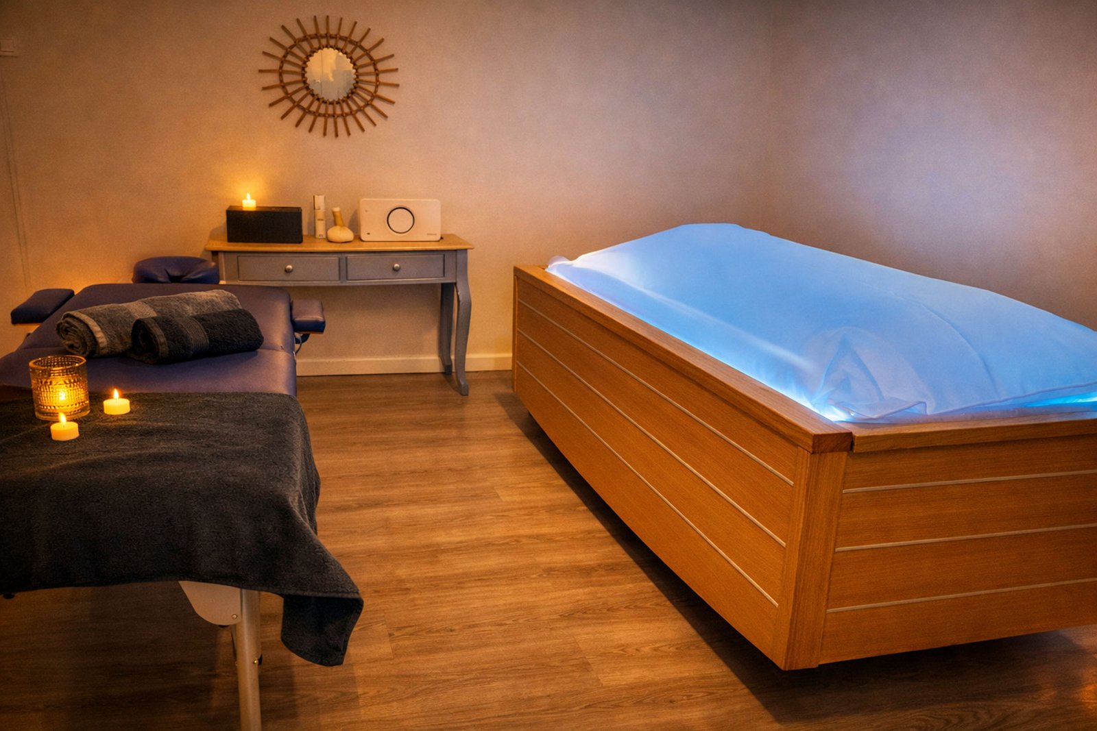 Terapia de ingravidez en Loto Azul Wellness, Almer&iacute;a.